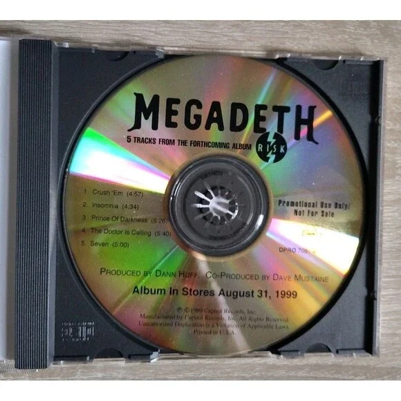 MEGADETH Risk Promo CD 5 Tracks Sampler 1999 Capitol Records DPRO 7087 RARE HTF